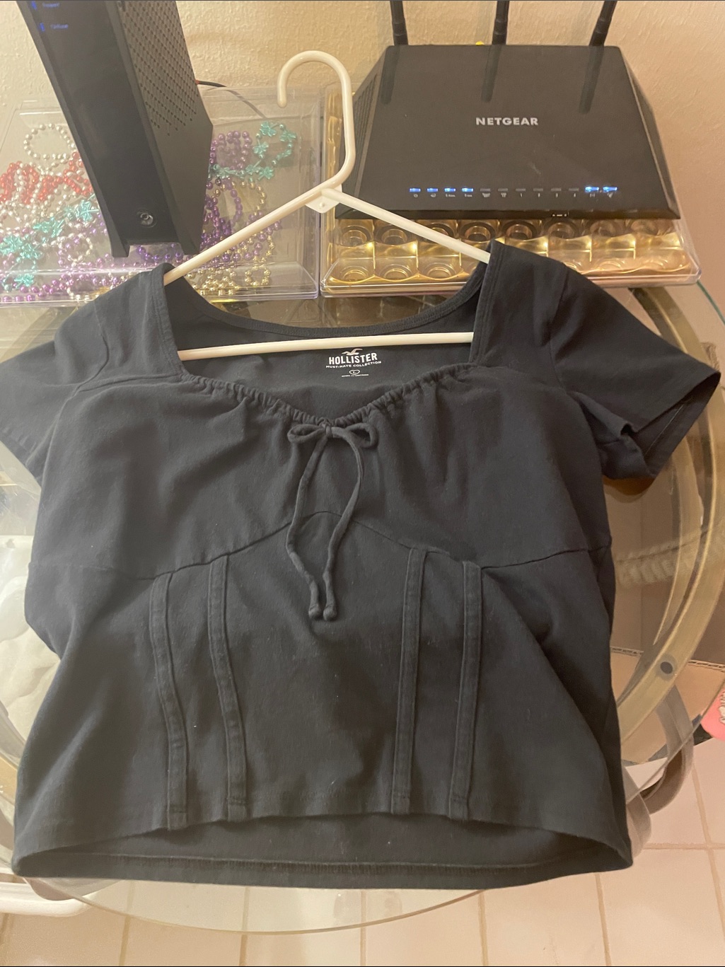 Hollister Tie-Front Bodice Crop Top (L)